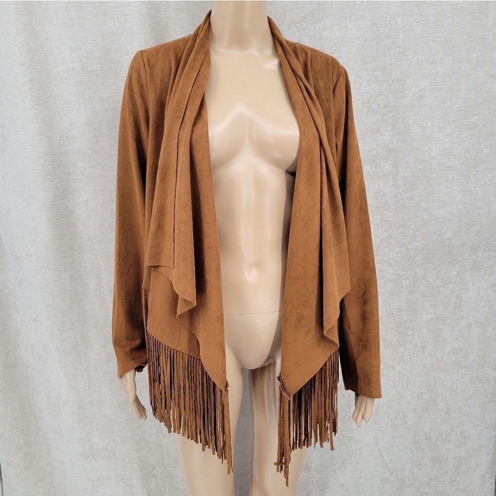 Lady's World Fringe Jacket Faux Suede Boho Hippie Western Women's Medium